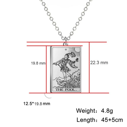 Dawapara Tarot Cards Necklace Women Stainless Steel Necklace Wealth Amulet Classic Tarot Major Arcana Divination Charm Jewelry
