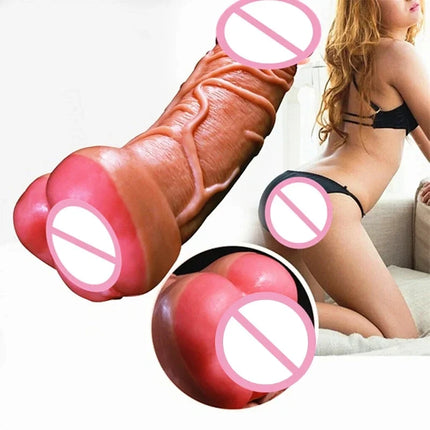2-in-1 Big Realistic Anal Hollow Dildo Penis Extender Sleeve Thin Vagina Male Masturbator Sex Toys for Gay Men Couples 18 XXL