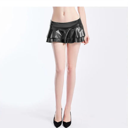 Erotic Lingerie Mini Sexy Skirt PU Leather Hot Erotic Temptation Dress Sex Clothes Pole Dance Clubwear Outfit Nightwear