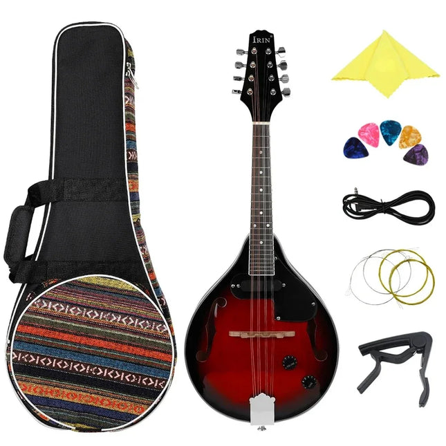 IRIN 8 Strings Mandolin Guitar Rosewood Fingerboard Electric Mandolin Guitarra with Bag Capo Mandolin Parts & Accessories