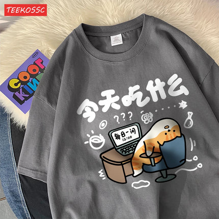 Funny Comic Cat Cotton Women's T-Shirts Cartoons Prints T-Shirts Soft O-Neck Oversize Short Sleeve Tops Summer Women's Clothes