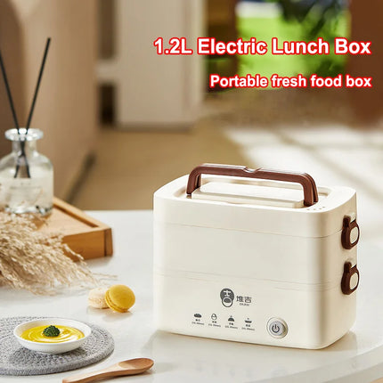 New 1.2L Double Layer Electric Lunch Box 304 Stainless Steel Insulation Electric Lunch Box Portable 3 in 1 Steamer Rice Cooker