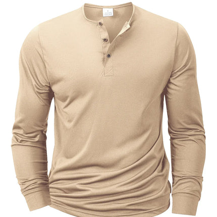 Henley Neck T-Shirt Men Basic Breathable Men's Long Sleeve Tops Tee Shirts Spring Autumn Casual Solid Color Button T Shirts