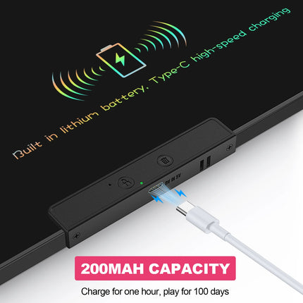 20-Inch Rechargeable LCD Writing Tablet, Multi-Color Erasable Graffiti Drawing Board for Learning & Education