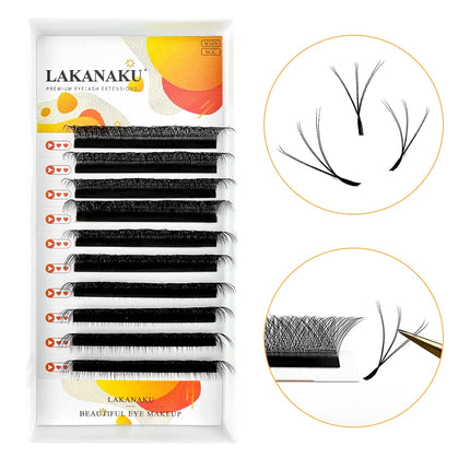LAKANAKU 6D W Shaped L M Curl Cilios 5D W Clover Russian Eyelashes Extension Volume Lashes Extension Angle W Shape Mink Lashes