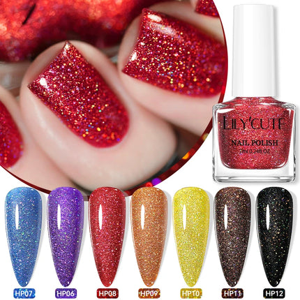 LILYCUTE 7ml Nail Polish Sliver Glitter Colorful Shining Effect Nail Art Varnish DIY No Need Of Lamp To Cure