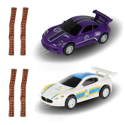 2pcs Slot Car 1/64 Scale Electric Racing High Speed Track Cars 1:64 with Lights Compatible Carrera Go Scalextric Toy