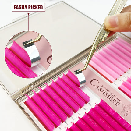 32Rows Purple Color Classic Eyelash Extensions Fluffy Eyelashes Mixed Tray Volume Eyelashes Abonnie Lash
