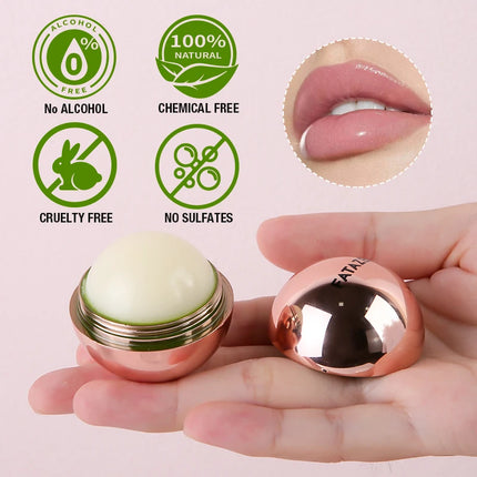 Vegan Organic Moisturizing Round Rose Golden Lip Balm Ball Natural Lip Balm Fade Lip Lines