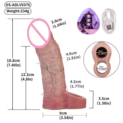 ORALSX Remote Control Vibration Penis Extension Cock Sleeve Silicone Reusable Condom For Men Sex Toys Penis Enlargement Adult 18