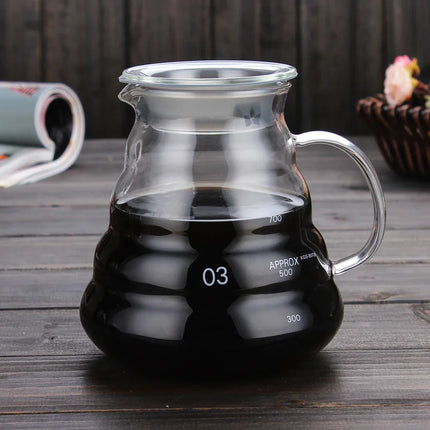 Coffee Carafe 300/500/700ml Coffee Clear Glass Kettle Sharing Pot with Lids Coffee Espresso Maker Accessories