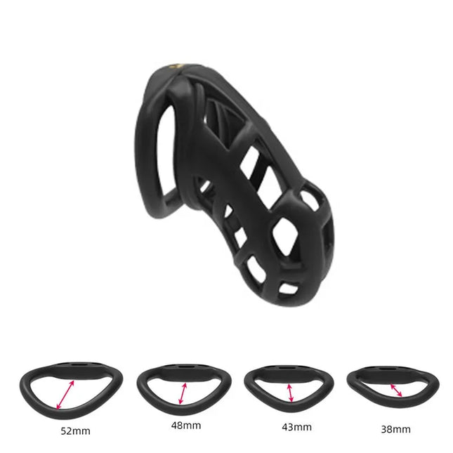 Chastity Men's Lock Chaste Vessel Black Light PVC Penile Ring Snap Ring Multi Size Cage SM Sex Toys BDSM 3D Invisible Lock