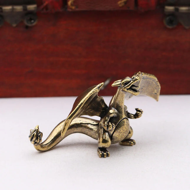 Brass Roaring Flying Dragon Small Statue Desktop Ornaments Vintage Animal Figurines Model Lucky Home Decoration Crafts Accessory