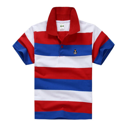 Summer Kids Polo Shirts Children's Short Sleeve Boys Top Polo Shirt Color Striped Teens Cotton Girls School Shirts 2-14Years
