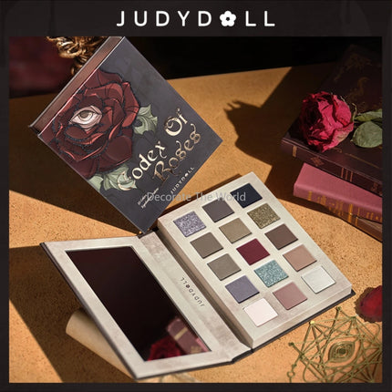 Judydoll Halloween Limited Edition Rose Codex" 15-color Eyeshadow Book Matte Earth Color Shimmer Eye Makeup Eye Glitter