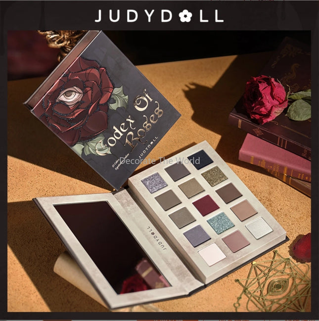Judydoll Halloween Limited Edition Rose Codex" 15-color Eyeshadow Book Matte Earth Color Shimmer Eye Makeup Eye Glitter