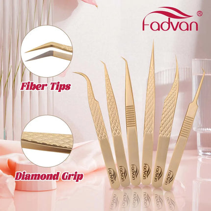 FADVAN Precision Fiber Tip Tweezer for Eyelash Extensions Professional Eyelash Tweezers Antistatic Straight