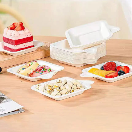 Environmentally Friendly Disposable Picnic Birthday Party Paper Plates Cake Tableware Fruit Plate Small Bowl Tray Set 50Pcs