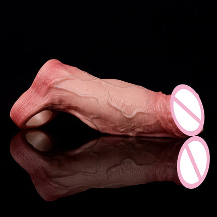 ORALSX Soft Ultra Penis Sleeve Deep Veins Design With Cock Ring For Dick Enlarger Dildo Sheath Silicone Male Sex Toy Pleasure