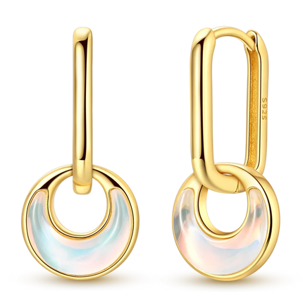 Women original 925 Silver Golden Glowing Firefly Stud Earring Bilayer Round Droplets Heart Gold Hoop Earrings Party Jewelry Gift