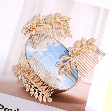 Wedding Hair Accessories Leaf Hair Clips for Women Fashion Crystal Bride Headdress Hairpin Crystal Hair Combs Girls Jewelry Gift