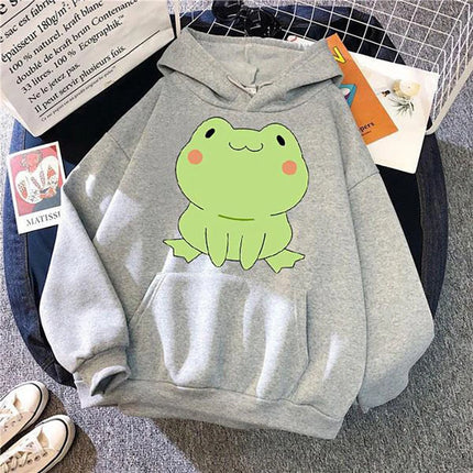 Cute Frog Hoodies Harajuku Casual Streetwear Graphic Print Sweatshirts Unisex Hoodies