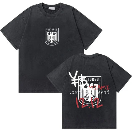 Washed Vintage Rapper Kanye West Graduation Bear Graphic T Shirt Men Pure Cotton T-shirt Men's Hip Hop Fashion Oversized Tshirt