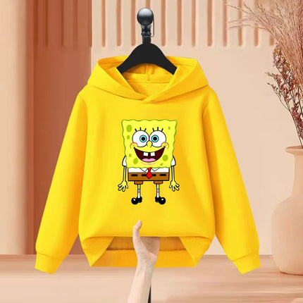Yellow Children's hoodie SpongeBob Square Pants 3-12 years kids girls boy clothing tops+pants set leisure outerwear sweatshirt