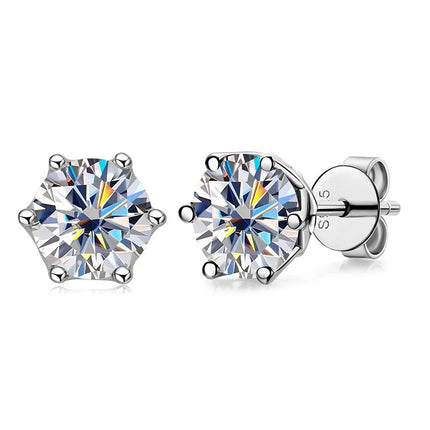 JoyceJelly 1/2/4CT VVS D Color Moissanite Russian Cut 8H8A Lab Diamond Stud Earrings For Women S925 Sterling Silver Fine Jewelry