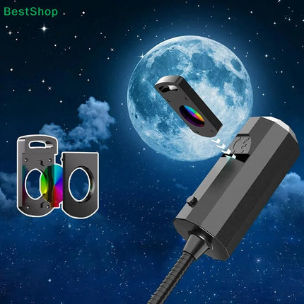 ☽Romantic Rotatable Galaxy Star Projector Portable USB LED Night Light Sleep Atmosphere Lamp Home Wedding Party Decoration