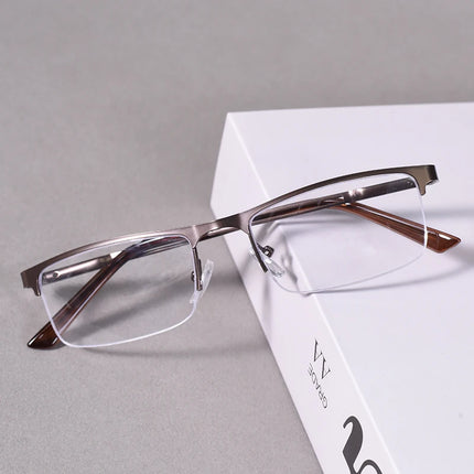 2025 New Metal Half Frame Anti Blue Light Presbyopia Glasses Business Lightweight Reading Presbyopia Glasses+125+175+225+275+3.5