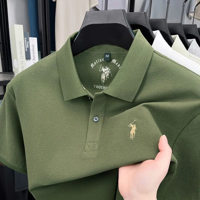 Men's Short Sleeve Polo Shirt Embroidered Cotton Blend Breathable Fashionable Turn-down Collar Summer New Arrival T-shirt