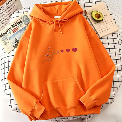 Harajuku Hand with Love Print Hoodies Spring Autumn Winter Casual Hoodies Sweatshirts Men Women Long Sleeve Clothes