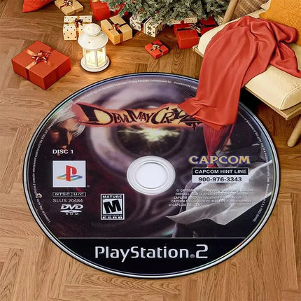 Anime CD Records Living Room Carpet Creative Circular Carpet Seat Basket Cushion Themed Decor Floor Mat Gaming Room Round Rug