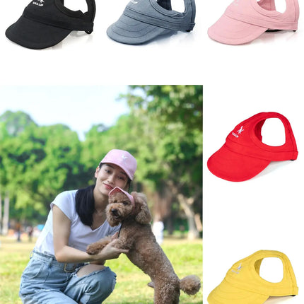 Adjustable Pet Dog Travel Cute Baseball Hat Sun Cap Visor Hat with Ear Holes Outdoor Sport Pet Supplies