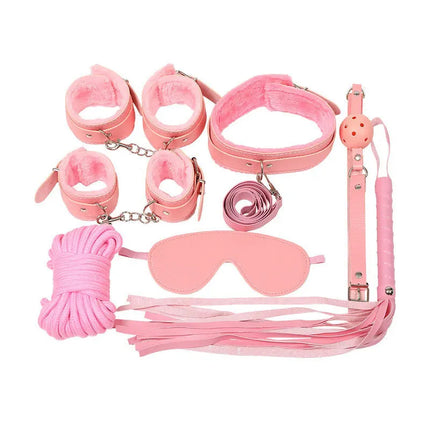 10pcs 7 Pcs Bondage Set Bdsm Sex Exotic Accessories Sex-product Adjustable PU Leather SM Handcuffs Whip Rope Sex Toys for Woman