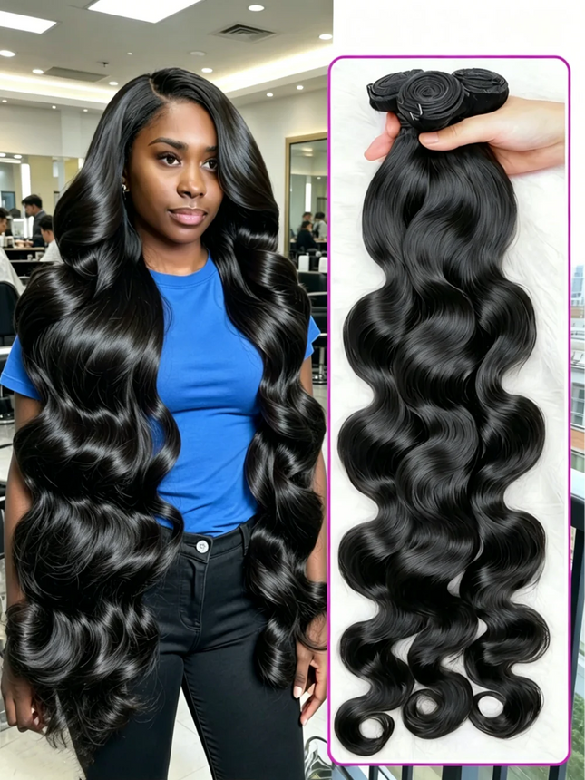 32 32 34Inch Body Wave Bundle Human Hair Brazilian Hair Natural Black Water Wavy Weave 3/4 Pcs Bundles Extensions For Women