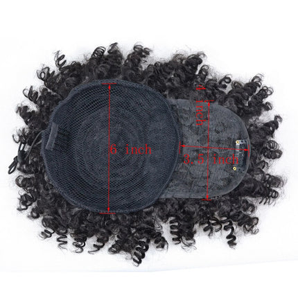 African American Synthetic Afro Puff Drawstring Ponytail Extension with Bangs Heat Resistant Soft Natural Look for Women Daily
