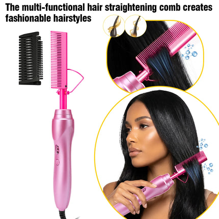 Electric Hot Heating Comb Curling Iron Pressing Comb for Wig Fast Heating Straightening Brush Hair Wax Stick Styling Tool Set