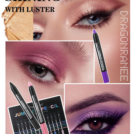 12Pcs Highlighter Eyeshadow Pencil Set Waterproof Glitter Eye Shadow Lying Silkworm Makeup Pigment Cosmetics White Eyeliner Pen