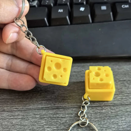 Cheese Keyboard Fidget Keychain Clicker Fidget Sensory Toy Stress Relief Anxiety ADHD Decompression Gifts For Kids Adults