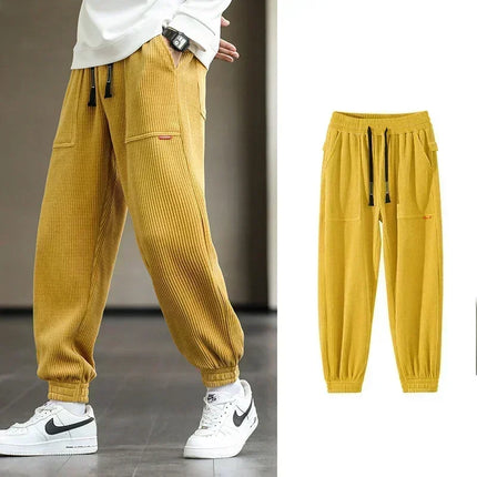 Corduroy Pants Men Loose Fit Baggy Sweatpants Casual Fashion Streetwear Trend Autumn Winter Harem Joggers Trouser Male Plus SIze