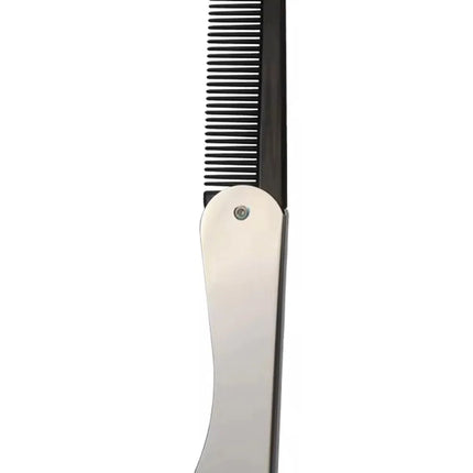 1pc Foldable Anti Static Pocket Steel Comb Men's Oil Head Portable Beard Comb Foldable Styling Tool Special for real hair wigs