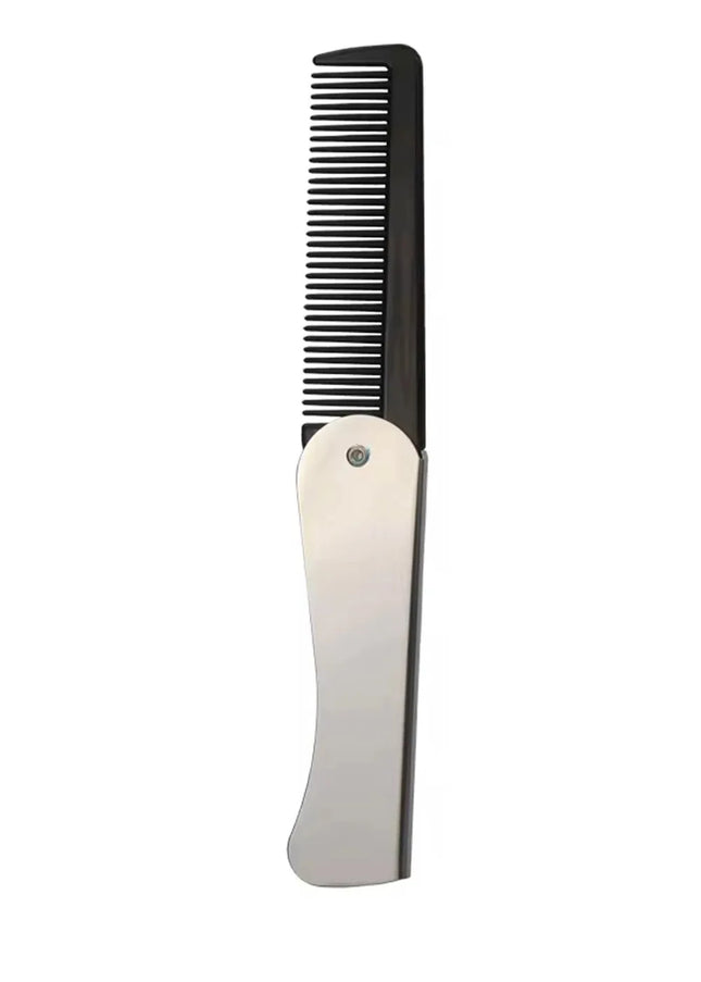 1pc Foldable Anti Static Pocket Steel Comb Men's Oil Head Portable Beard Comb Foldable Styling Tool Special for real hair wigs