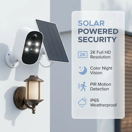 XVIM Solar Camera 2K HD Outdoor 2.4G Wifi Security Camera Battery Cameras Home Surveillance Protection PIR Human Detection