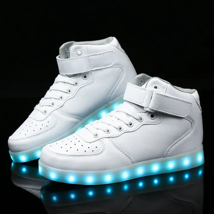 Wholesale LED Light-Up Shoes Plus Size High-Top Charging Colorful Night Fluorescent Couple Board Shoes From China Mainland
