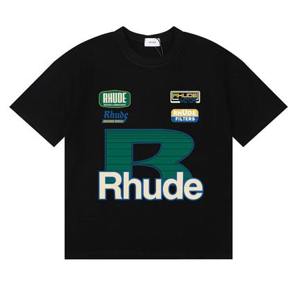 Streetwear Trend Rhude T-shirt Casual Logo Print Short Sleeve Summer Men Women High Quality Cotton Top Tee