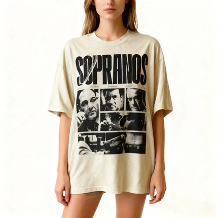 2000s Show Tee Graphic T-Shirt Vintage Y2K Tops The Sopranos Classic Print Cotton Tee Mob TV Show Lover Gift Unisex