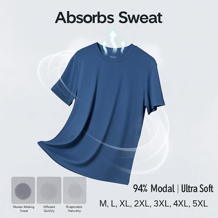 94% Modal 6% Spandex Summer Short Sleeve T-shirt Men Crew Neck Solid Color Casual Underwear Brand High Quality Mens Clothing New