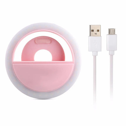 2024 USB Charge Selfie Ring Light Mobile Phone Lens LED Selfie Lamp Ring for iPhone for Samsung Xiaomi Phone Selfie Ring Light